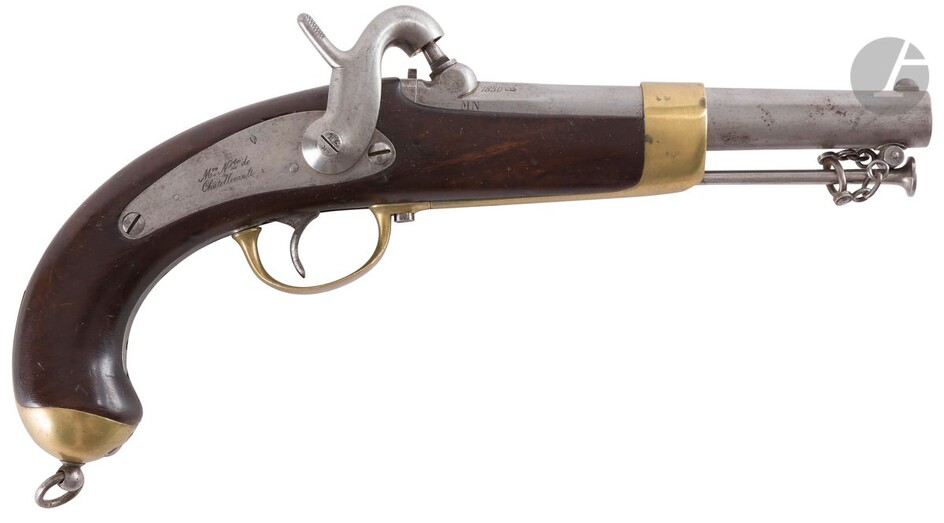Rare pistolet de marine modèle 1849 à percussion.... - Lot 40 - Ader