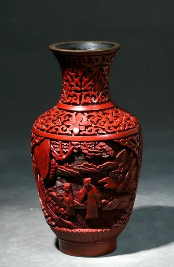 Republic of China Bronze Body Picking Red Character Study Flower Zun
