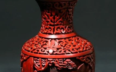 Republic of China Bronze Body Picking Red Character Study Flower Zun