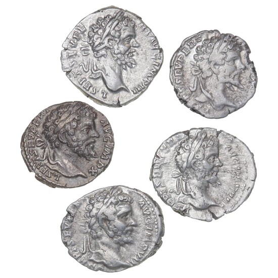 Roman Empire, Septimius Severus, 193–211, 5 Denarii, P M TR P II...
