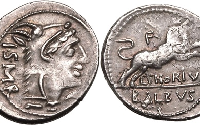Roman Republic & Imperatorial L. Thorius Balbus 105 BC AR Denarius Very Fine; attractive old cabinet tone