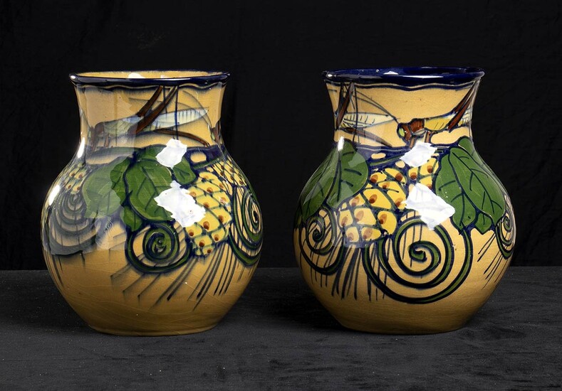 Roman secession Pair of ceramic vases painted under glazed...