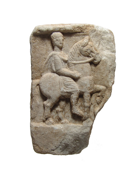 Romano-Thracian marble relief with horse and rider