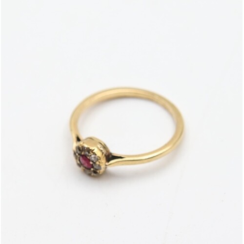 Ruby and Diamond Ladies Cluster Ring Mounted on 9 Carat Gold...