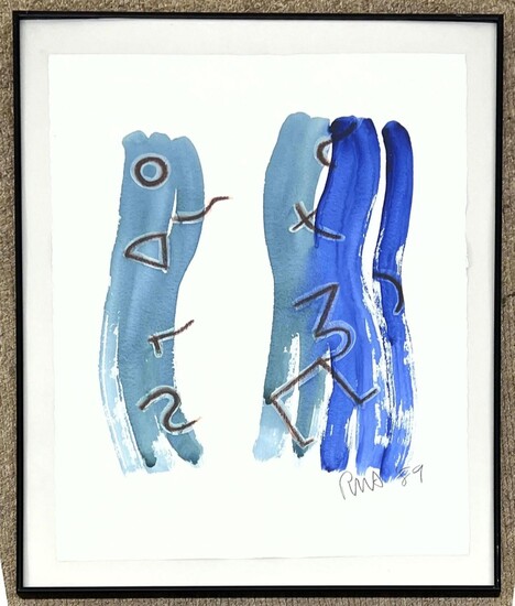 Russ Armstrong RMA 89 Blue Modernist Abstract Painting.