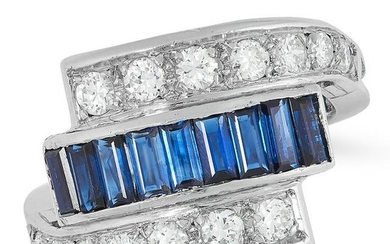 SAPPHIRE AND DIAMOND DRESS RING the twisted shank is