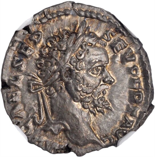 SEPTIMIUS SEVERUS, A.D. 193-211. AR Denarius (3.66 gms), Rome Mint, A.D. 193-194. NGC Ch MS, Strike: 4/5 Surface: 5/5.