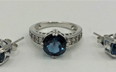 STERLING & SPINEL STONE RING And EARRINGS SET