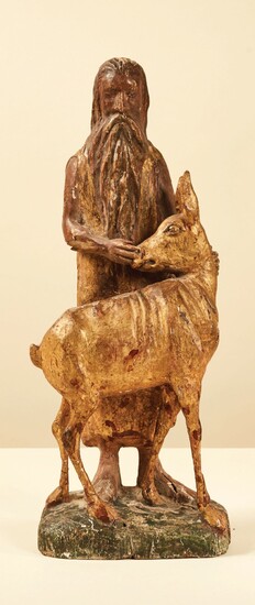Saint Gilles en bois sculpté, polychromé... - Lot 40 - Pierre Bergé & Associés