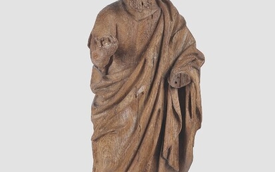 Saint Jean le Baptiste Flamand, vers 1500 Bois de chêne Hauteur 67 cm Sculpture magistrale...