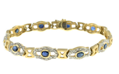 Sapphire & diamond fancy-link bracelet