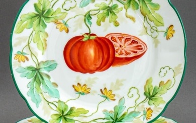 Saxe Porcelain Hand-Painted Tomato Plates, 8