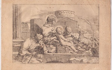Sébastien Bourdon (1616 - 1671), The Holy Family with the infant Saint John