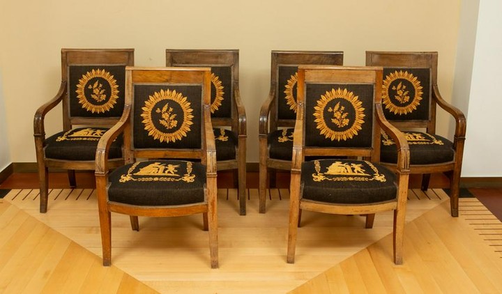 Set of (6) French Empire Armchairs