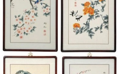 Set of Four Chinese Watercolors, "Four Seasons"