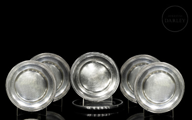 Set of twelve silver dessert plates