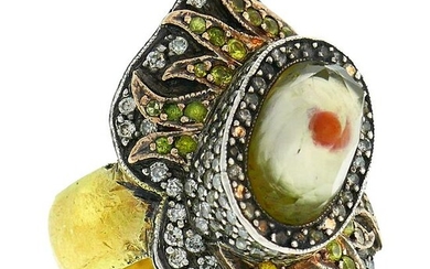 Sevan Bicakci Silver Yellow Gold Ring with Gemstones