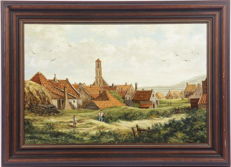 Signed Quax, C, View of Wijk aan Zee in 1834, canvas