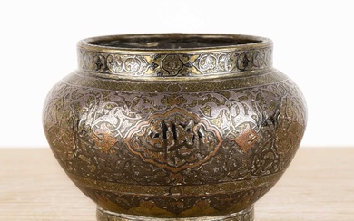 Silver and copper inlaid brass bowl Mamluk revival, 19th/early 20th...