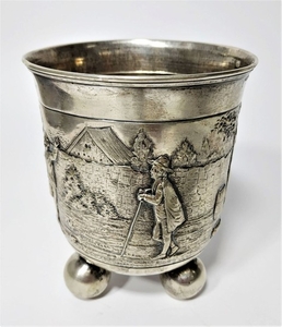 Silver cup on three legs , Hanau, Germany, 19th century
