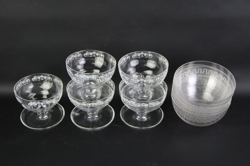 St Loius Pattern Suite of Cocktail Glasses and Bowls