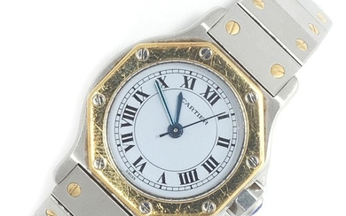 Stainless Steel and Gold 'Santos' Wristwatch, Cartier