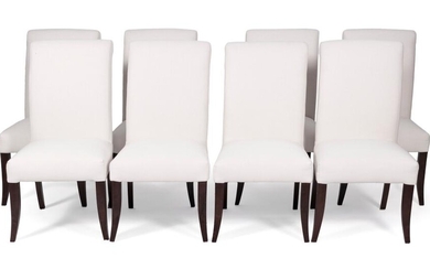 SET OF EIGHT POTTERY BARN UPHOLSTERED ARMCHAIRSContemporaryWhite twill...