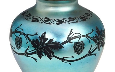Steuben Blue Aurene Large Vase