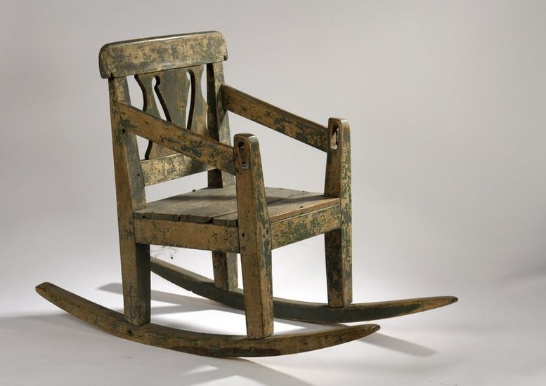 Swinging armchair for children in painted wood. 19th...