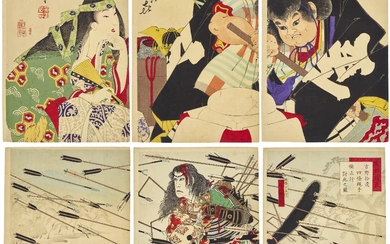 TSUKIOKA YOSHITOSHI (1839-1892) A group of two triptychs