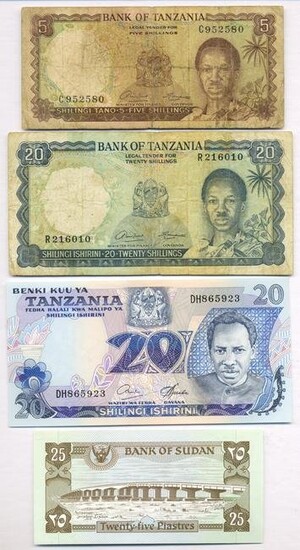 Tanzanian & Sudanese Banknotes (4)
