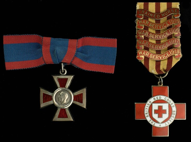 The Great War R.R.C. pair awarded to Mrs E. C. C. Bramwell, British Red Cross who returned to n...