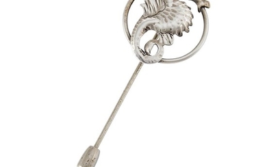 The Kalo Shop Sea Horse stick pin face: 3/4"w x 15/16"h; overall: 2 1/2"l