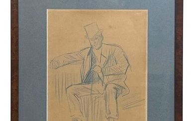 Théophile Alexandre STEINLEN (1859-1923) Etude de personnage Crayon bleu sur papier signé en bas à...