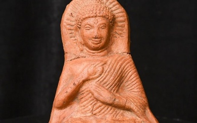 This is an old and extremely large Thai terracotta Buddha plaque. It was collected 35 years ago by a