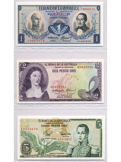 Three (3) Columbian Bank Notes