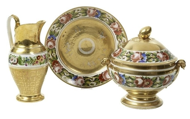 Three-Piece Collection of Gilded Paris Porcelain