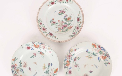 Three 'famille rose' porcelain plates, China. (3)