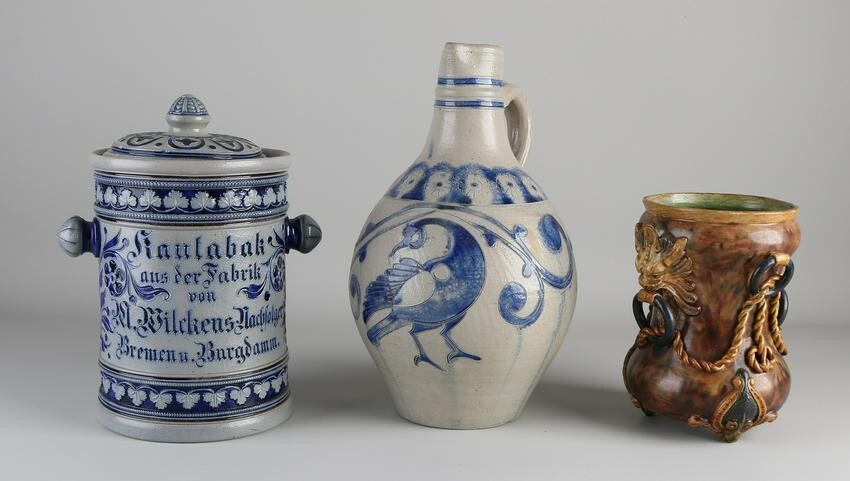 Three parts of antique German pottery.&#160 Consisting