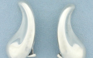 Tiffany and Co. Elsa Peretti Extra Large Oversized Teardrop Sterling Silver Clip On Earrings