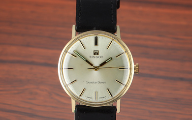 Tissot 'Seastar Seven'. Vintage men's watch in 14 kt. gold with silver dial, 1960s