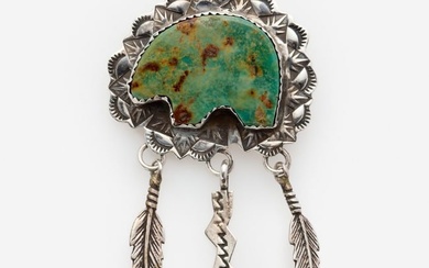 Toni Chino, Acoma Pueblo, Turquoise Brooch Pendant