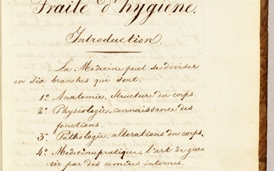 Traité d'hygiène [- Supplement au Traité d'hygiene]. [Belgium? c. 1810] 8vo: [4]-110-[6 bl.]-[6]-53 pp., in...