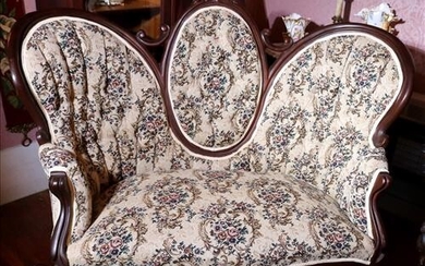 Triple Back Sofa w Floral Upholstery