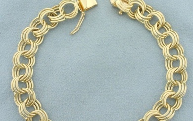 Triple Loop Charm Bracelet in 14k Yellow Gold