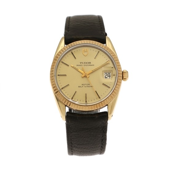 Tudor: A gentleman's wristwatch of gold plated metal and steel. Model Prince Oysterdate, ref. 9073. Mechanical movement with automatic winding, cal. 2784. 1970s