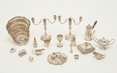 Twenty-two Georgian-style sterling silver tableware