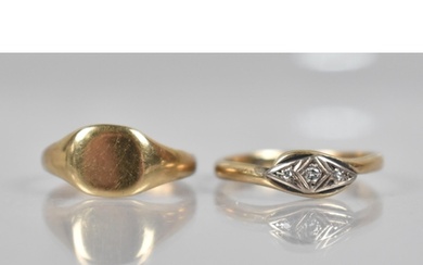 Two 9ct Gold Rings to comprise and Early/Mid 20th Century Di...