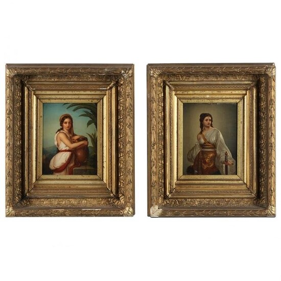 Two Antique Continental School Figural Paintings