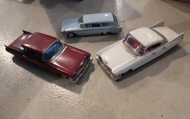 Two Bandi Japanese Tin Toy Cadillacs ca. 1959 11.5 inches...